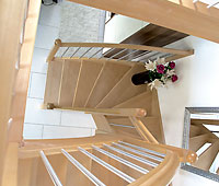 Beech wood stairs, stainless steel balusters ENERGY solutions
