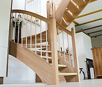 Beech wood stairs, stainless steel balusters ENERGY solutions