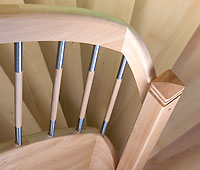 Stringer stairs with railing: wood + stainless steel ENERGY solutions